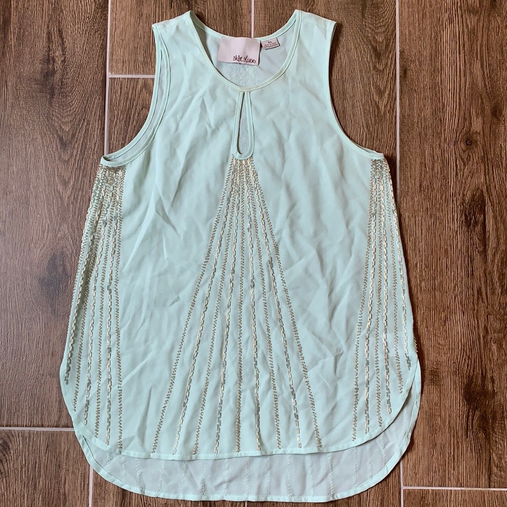 Chloe Oliver Beaded Teal Tunic Top XS